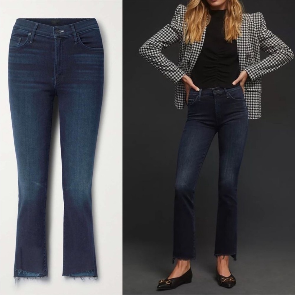 MOTHER Insider Crop Step Fray Dark Wash Jean in Night Tripper Size 23
